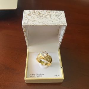 Charter Club Crystal Triple-Row Ring in Fine Silver Plate or Gold Plate Size 10